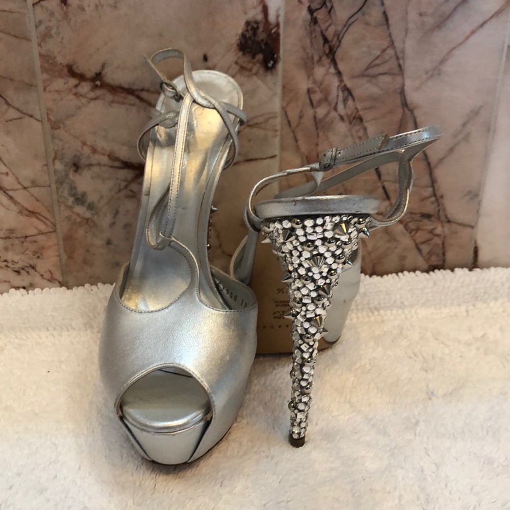 Casadei Embellished Silver Stilettos